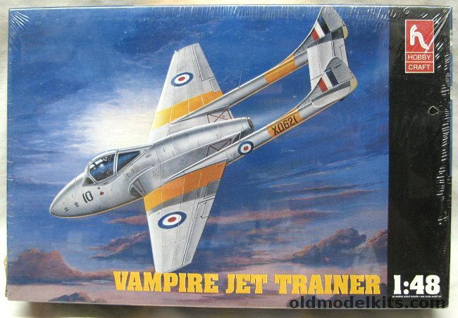 Hobby Craft 1/48 Vampire T.11 Jet Trainer - RAF / Swiss Air Force, HC1579 plastic model kit